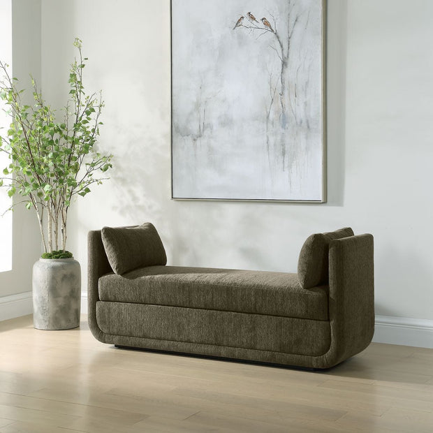 Uttermost Abound Herb Green Textured Chenille Oversized Bench