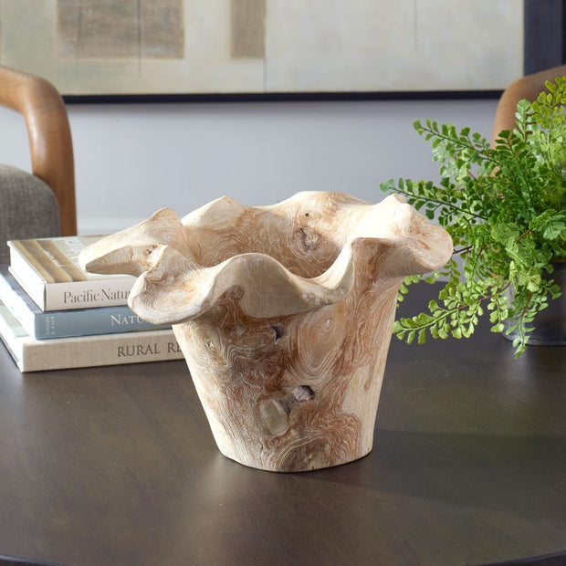 Uttermost Teak Flow White Washed Wood Bowl Indoor and Outdoor Use