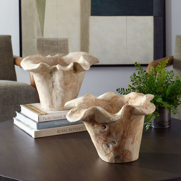 Uttermost Teak Flow White Washed Wood Bowl Indoor and Outdoor Use