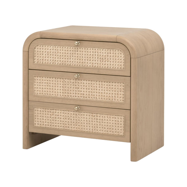 Essentials For Living Cannes 3- Drawer Nightstand ~ Natural Oak, Cane