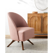 Surya Coda Modern Light Pink Swivel Chair With Wood Legs