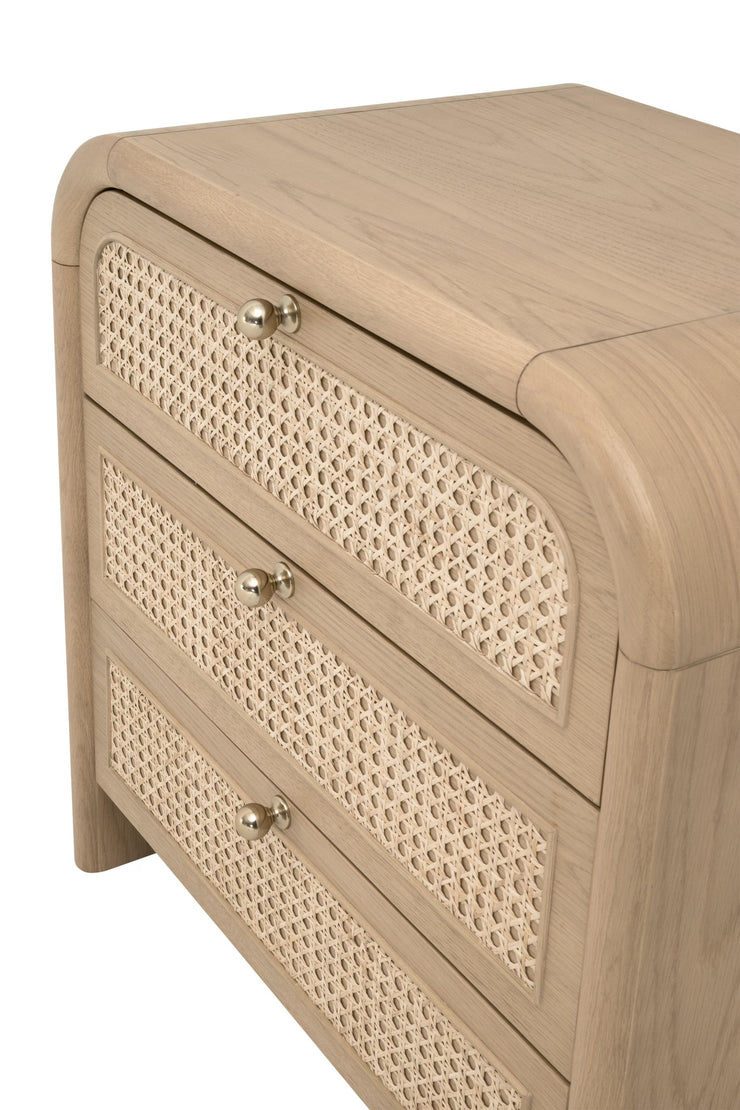 Essentials For Living Cannes 3- Drawer Nightstand ~ Natural Oak, Cane