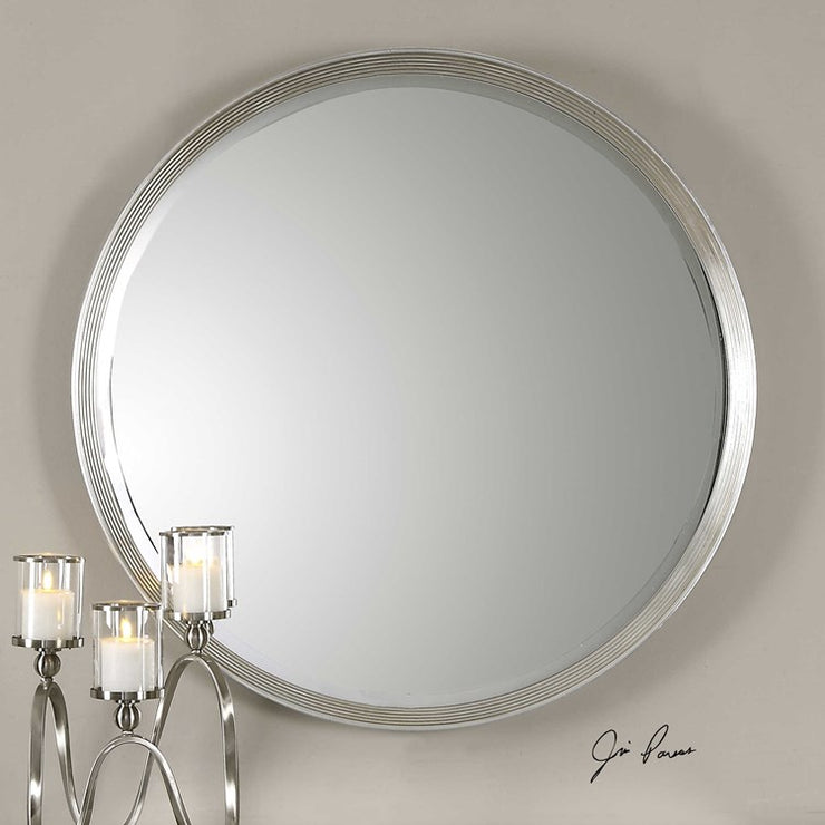 Uttermost Serenza Silver Leaf Round Mirror