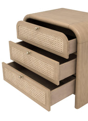 Essentials For Living Cannes 3- Drawer Nightstand ~ Natural Oak, Cane