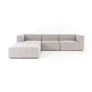 Four Hands Langham Channeled 3 Piece Left Chaise Sectional with Ottoman ~ Napa Sandstone Upholstered Performance Fabric