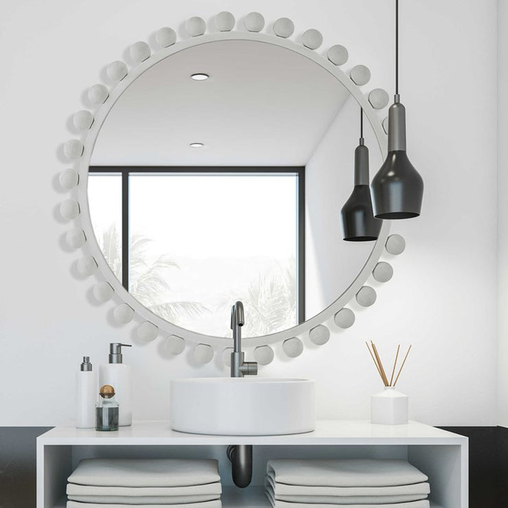 Uttermost Cyra White Iron Round Mirror