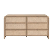 Essentials For Living Cannes 6- Drawer Double Dresser ~ Natural Oak, Cane