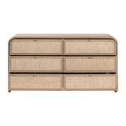 Essentials For Living Cannes 6- Drawer Double Dresser ~ Natural Oak, Cane