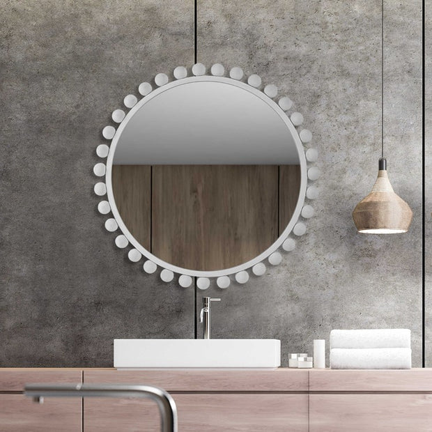 Uttermost Cyra White Iron Round Mirror