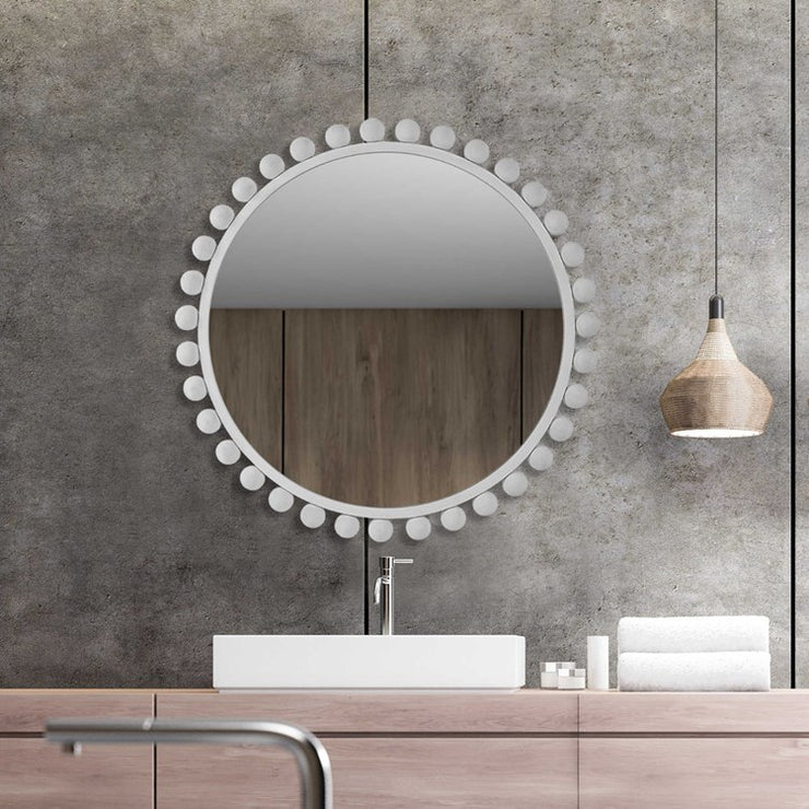 Uttermost Cyra White Iron Round Mirror