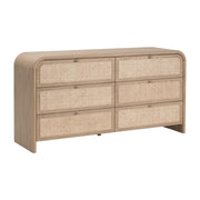 Essentials For Living Cannes 6- Drawer Double Dresser ~ Natural Oak, Cane
