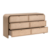 Essentials For Living Cannes 6- Drawer Double Dresser ~ Natural Oak, Cane