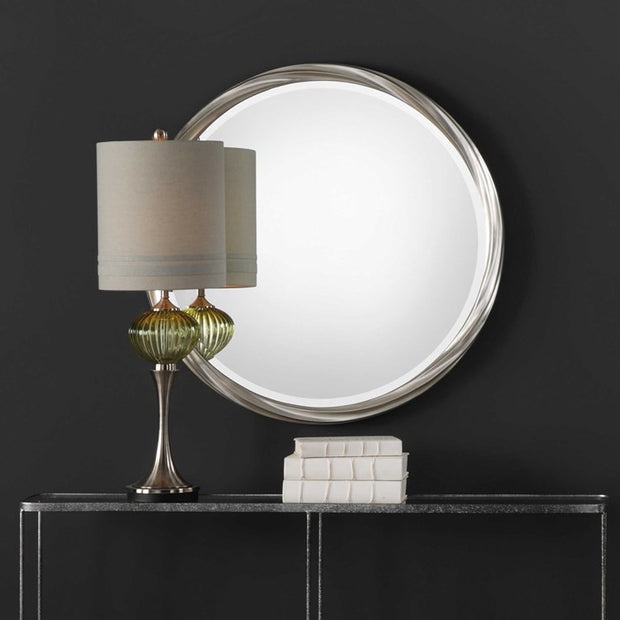 Uttermost Orion Metallic Silver Leaf Round Mirror