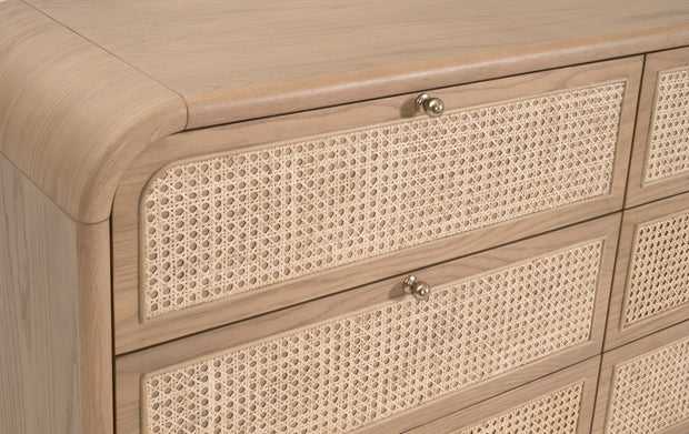 Essentials For Living Cannes 6- Drawer Double Dresser ~ Natural Oak, Cane