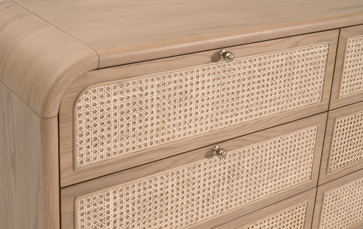 Essentials For Living Cannes 6- Drawer Double Dresser ~ Natural Oak, Cane