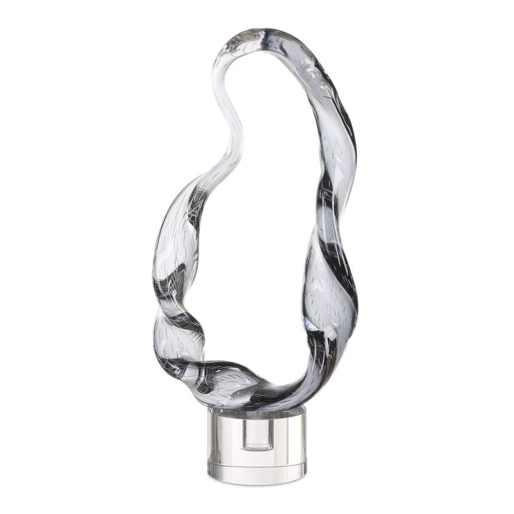 Uttermost Luminous Twist Smoked Glass Sculpture With Crystal Base