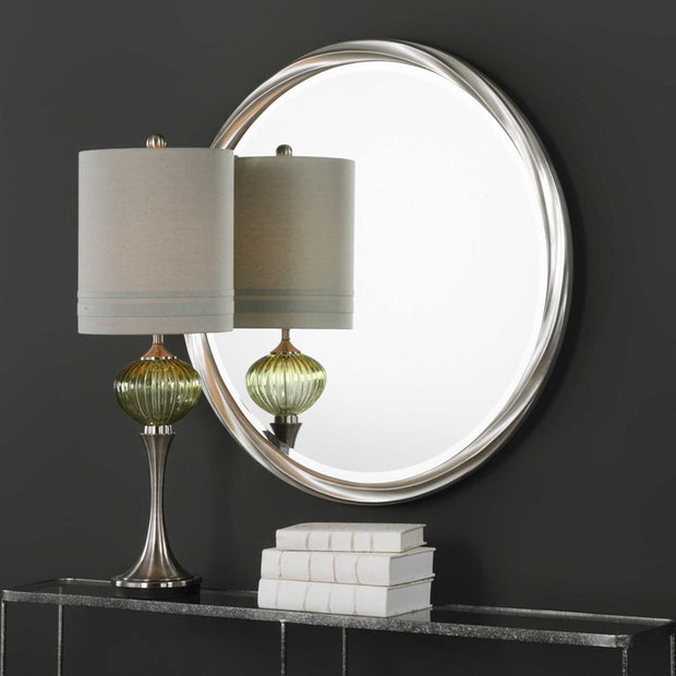 Uttermost Orion Metallic Silver Leaf Round Mirror