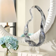 Uttermost Luminous Twist Smoked Glass Sculpture With Crystal Base