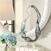 Uttermost Luminous Twist Smoked Glass Sculpture With Crystal Base