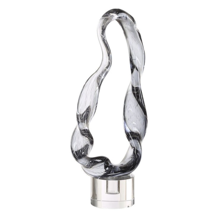 Uttermost Luminous Twist Smoked Glass Sculpture With Crystal Base