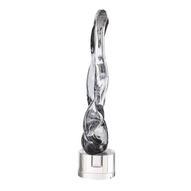 Uttermost Luminous Twist Smoked Glass Sculpture With Crystal Base