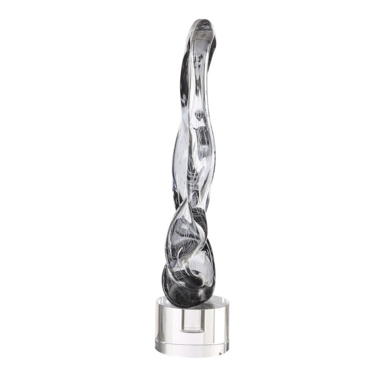 Uttermost Luminous Twist Smoked Glass Sculpture With Crystal Base