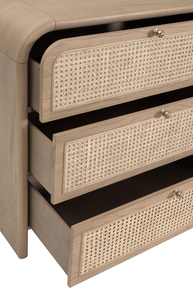 Essentials For Living Cannes 6- Drawer Double Dresser ~ Natural Oak, Cane