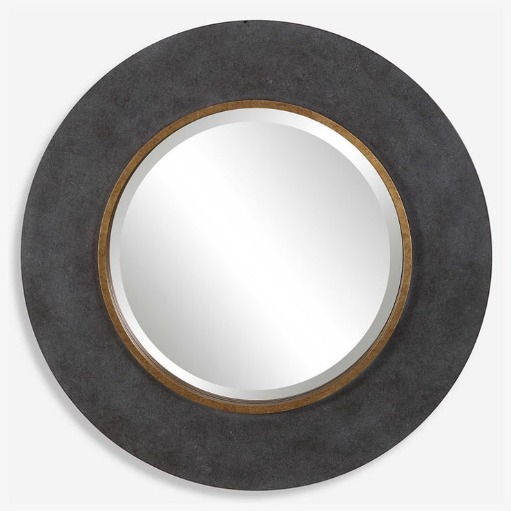 Uttermost Saul Mottled Charcoal Round Mirror
