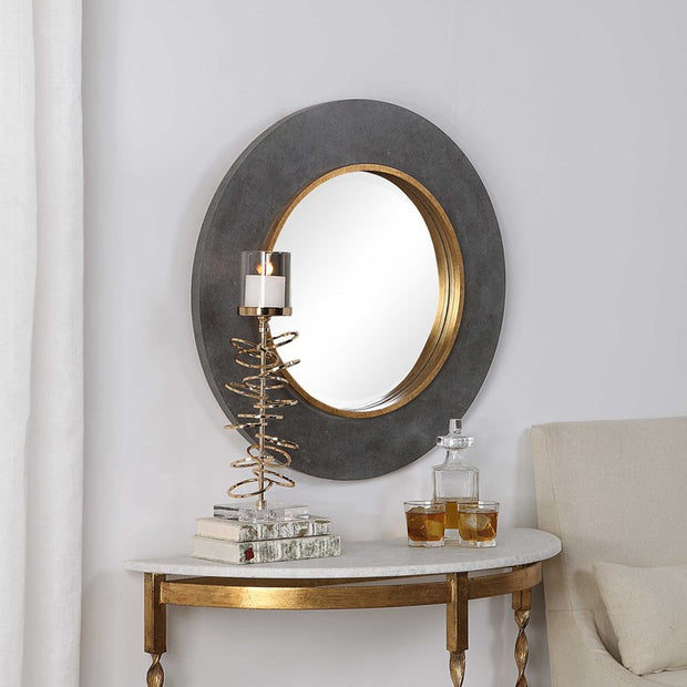 Uttermost Saul Mottled Charcoal Round Mirror