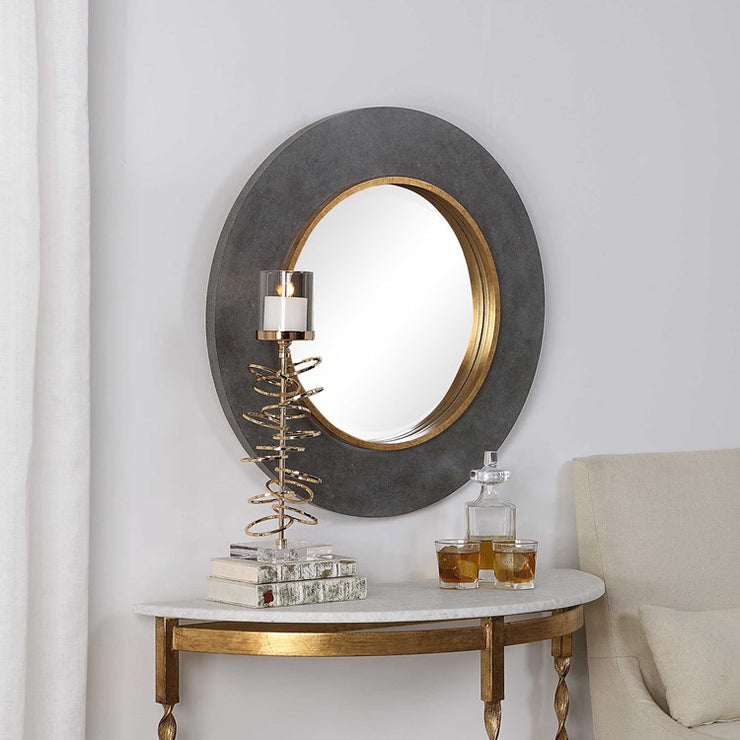 Uttermost Saul Mottled Charcoal Round Mirror
