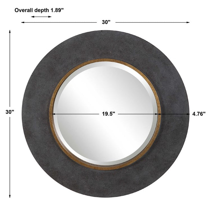 Uttermost Saul Mottled Charcoal Round Mirror