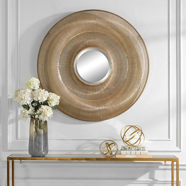 Uttermost Bauble Antiqued Gold Iron Round Mirror