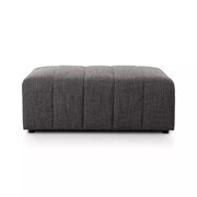Four Hands Langham Channeled Ottoman ~ Saxon Charcoal Upholstered Fabric