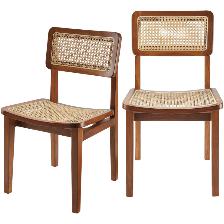 Surya Arxan Modern Rattan Wheat Back Set of 2 Wood Dining Chairs