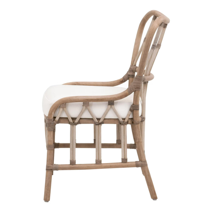 Essentials For Living Caprice Dining Chair ~ Matte Gray Rattan, Blanche, Matte Gray Binding