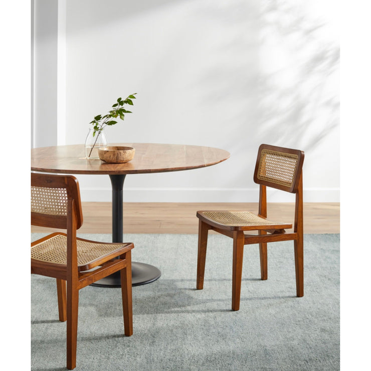 Surya Arxan Modern Rattan Wheat Back Set of 2 Wood Dining Chairs