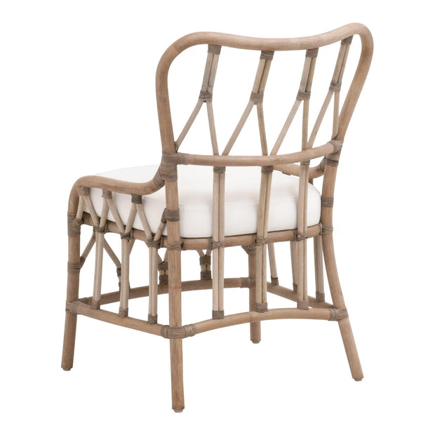 Essentials For Living Caprice Dining Chair ~ Matte Gray Rattan, Blanche, Matte Gray Binding