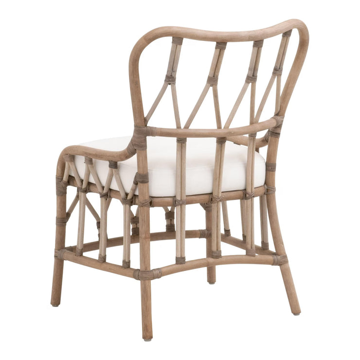 Essentials For Living Caprice Dining Chair ~ Matte Gray Rattan, Blanche, Matte Gray Binding
