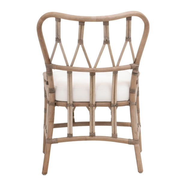 Essentials For Living Caprice Dining Chair ~ Matte Gray Rattan, Blanche, Matte Gray Binding