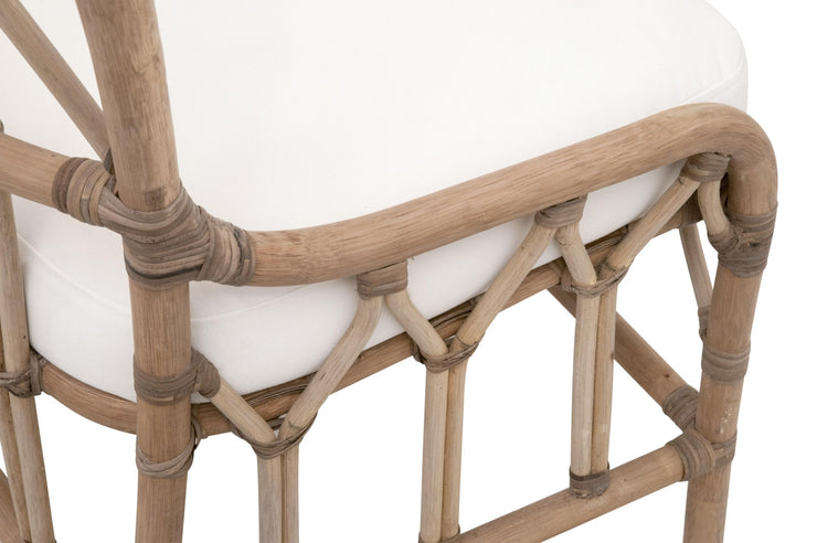 Essentials For Living Caprice Dining Chair ~ Matte Gray Rattan, Blanche, Matte Gray Binding