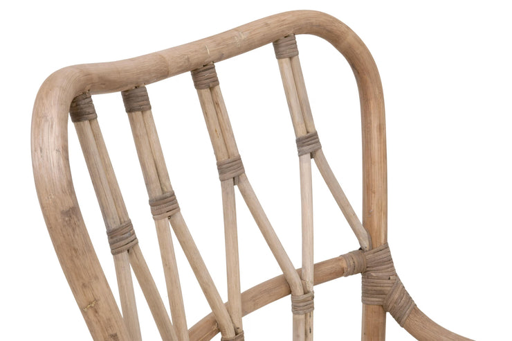 Essentials For Living Caprice Dining Chair ~ Matte Gray Rattan, Blanche, Matte Gray Binding