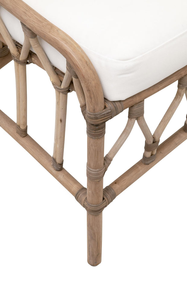 Essentials For Living Caprice Dining Chair ~ Matte Gray Rattan, Blanche, Matte Gray Binding