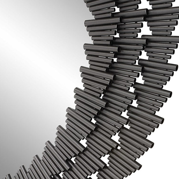 Uttermost Illusion Burnished Steel Silver 3 Dimensional Round Mirror