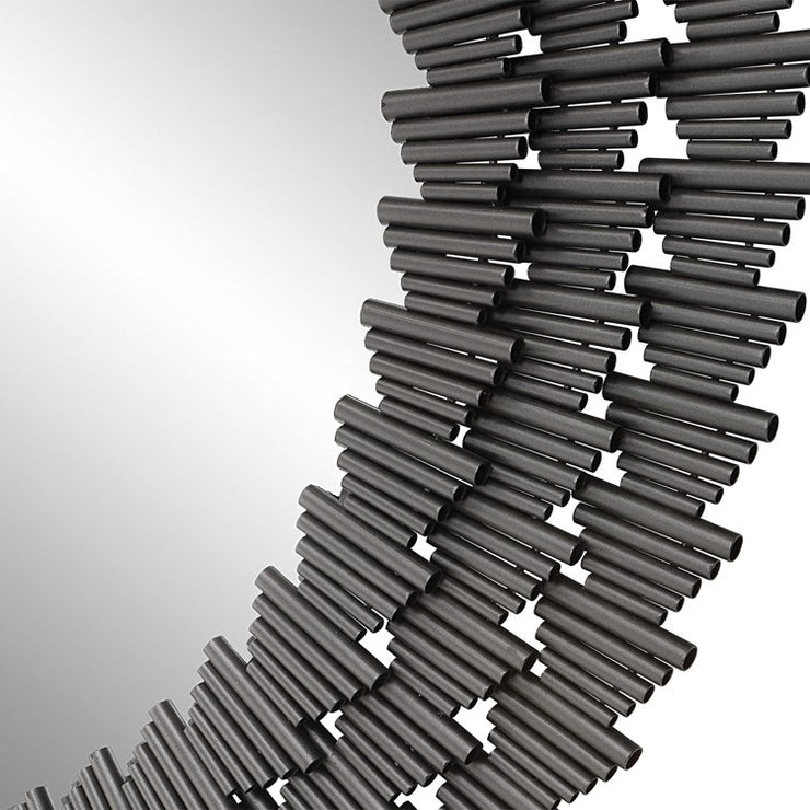 Uttermost Illusion Burnished Steel Silver 3 Dimensional Round Mirror