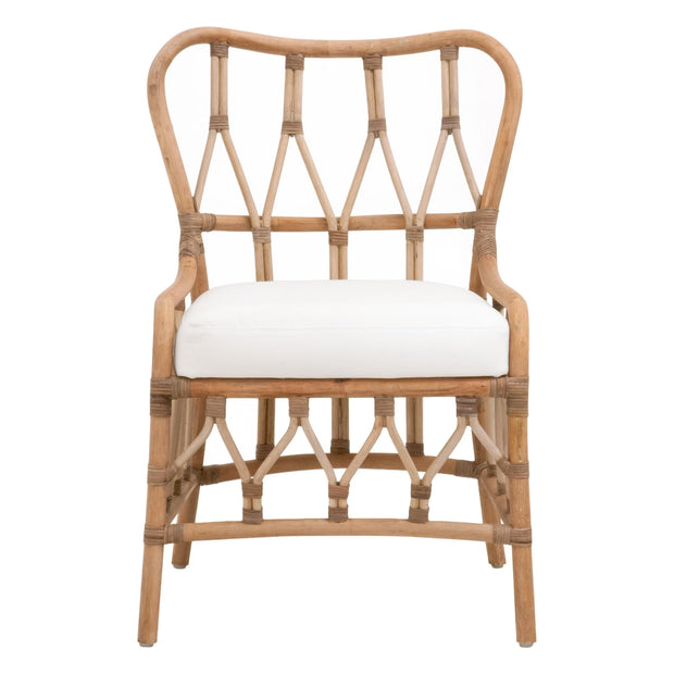 Essentials For Living Caprice Dining Chair ~ Natural Rattan, Blanche, Natural Binding