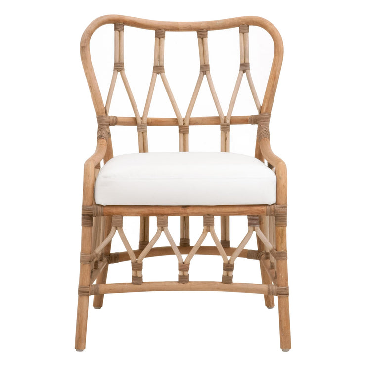 Essentials For Living Caprice Dining Chair ~ Natural Rattan, Blanche, Natural Binding