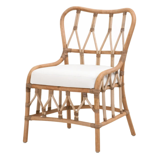 Essentials For Living Caprice Dining Chair ~ Natural Rattan, Blanche, Natural Binding