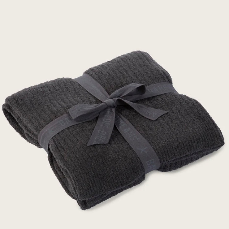 Grey Ribbed Throw Barefoot Dreams CozyChic Lite Carbon Ribbed Throw Blanket ...
