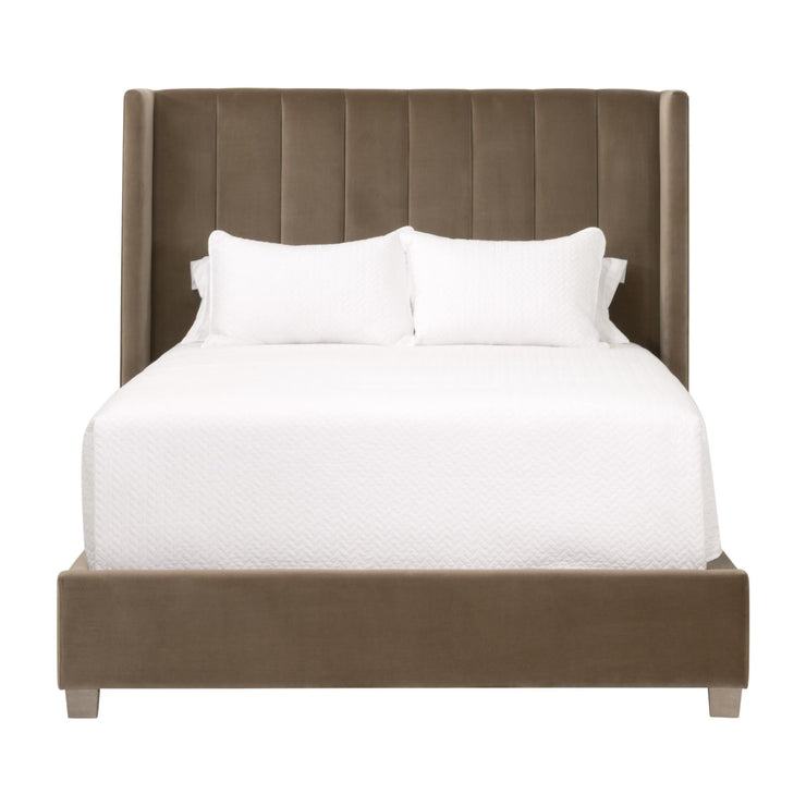 Essentials For Living Chandler Cal King Bed ~ Caramel Velvet, Natural Gray Oak