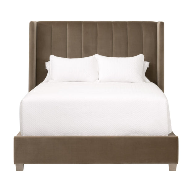 Essentials For Living Chandler Queen Bed ~ Caramel Velvet, Natural Gray Oak